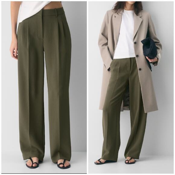 Aritzia Pants - *NWT Aritzia The Effortless Pants Crepette Olive Green Size 6 Short Wide Leg